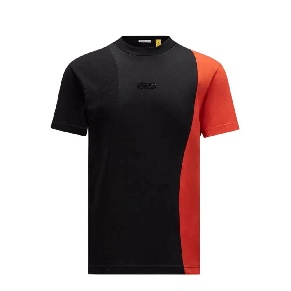 NWT Moncler x Adidas T-Shirt Size M Black Orange Cotton Short Sleeve $380 #NXNB